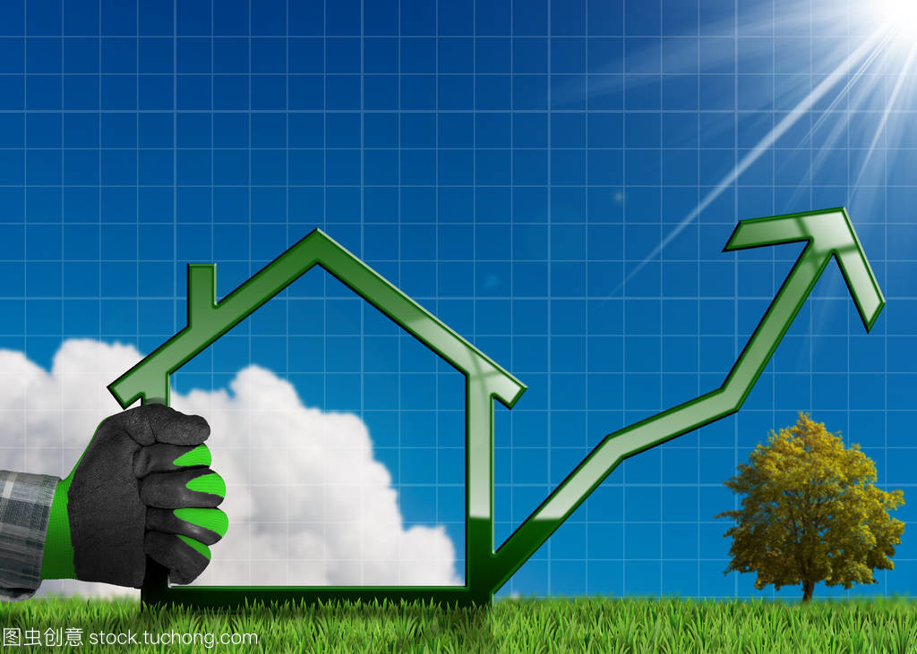 增长的房地产销售-图表与房子